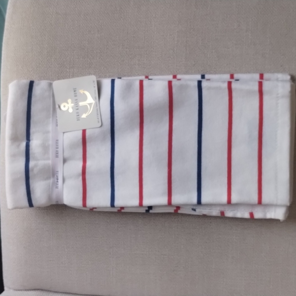 Deko Kassa Set of Kitchen Towels 18 x 28 in Red White Blue